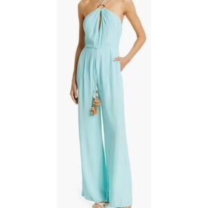 TOCCIN O-Ring Halter Neck Jumpsuit in Mist Size 14